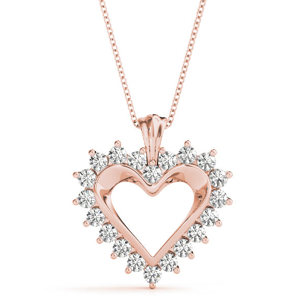 14K Rose Gold Lab Diamond Heart Pendant