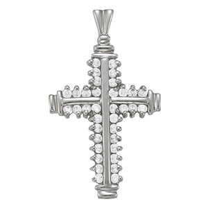 14K White Gold Diamond Cross Pendant Jewelry