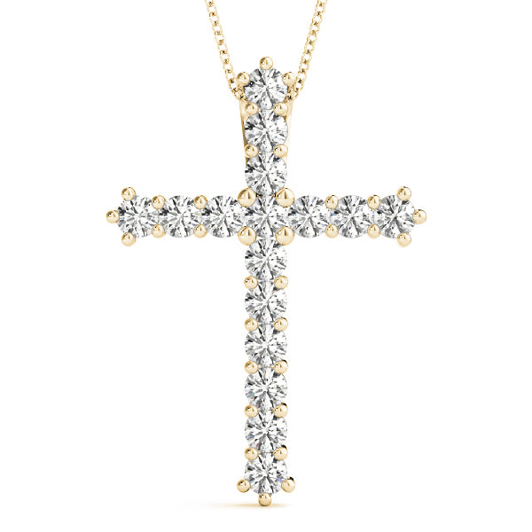 Diamond Religious Cross Pendant - 14K Yellow Gold