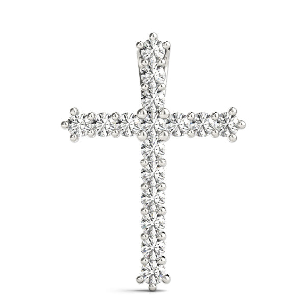 14K White Gold Diamond Cross Pendant Jewelry