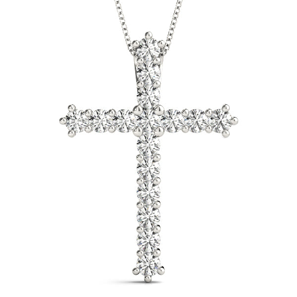 White Platinum Diamond Cross Pendant Religious Jewelry