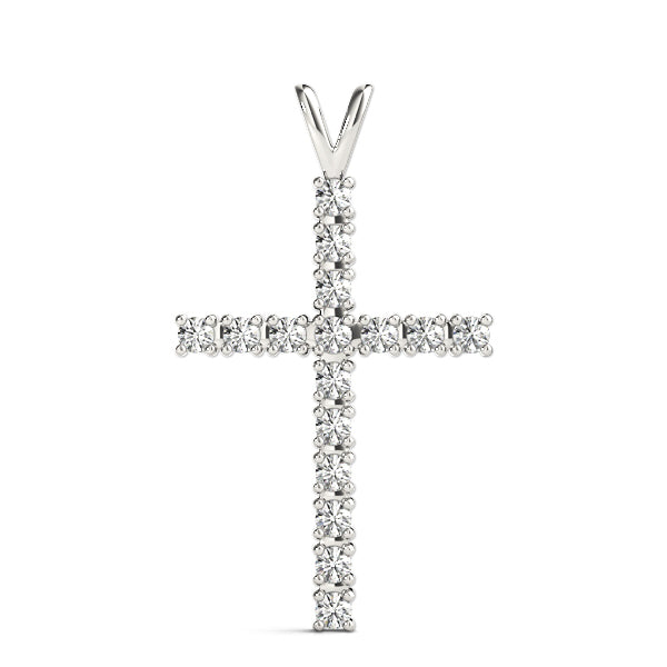 White Platinum Diamond Religious Cross Pendant