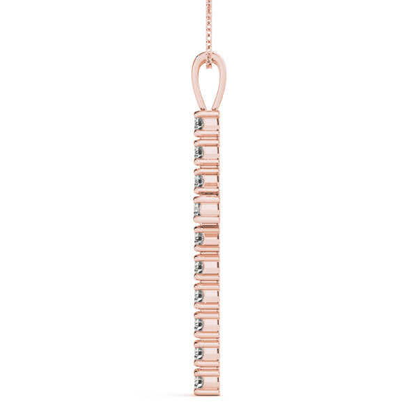 14K Rose Gold Diamond Religious Cross Pendant