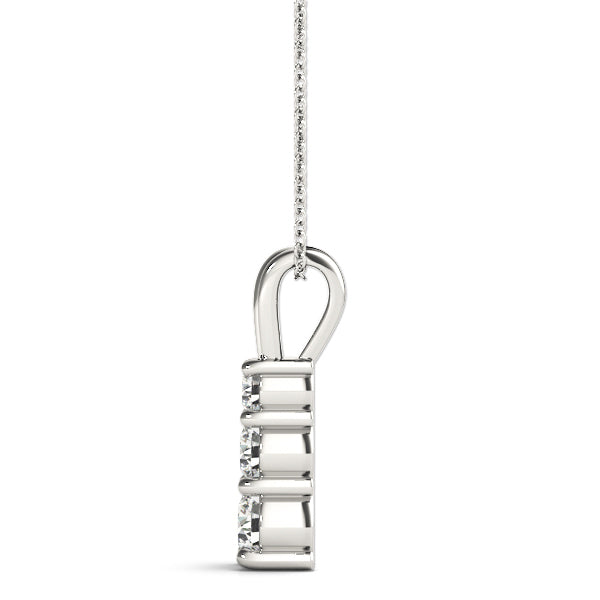 Lab Diamond 3 Stone 14K Gold Pendant