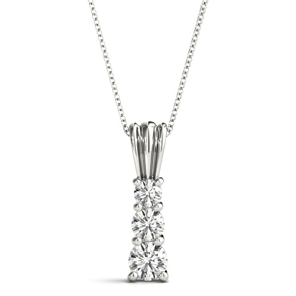 Lab Diamond 3-Stone 18K White Gold Pendant