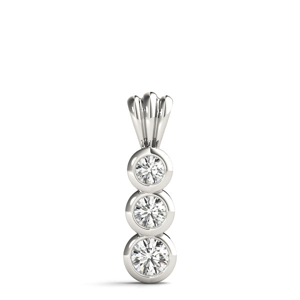 Lab Diamond 3 Stone 14K Gold Pendant