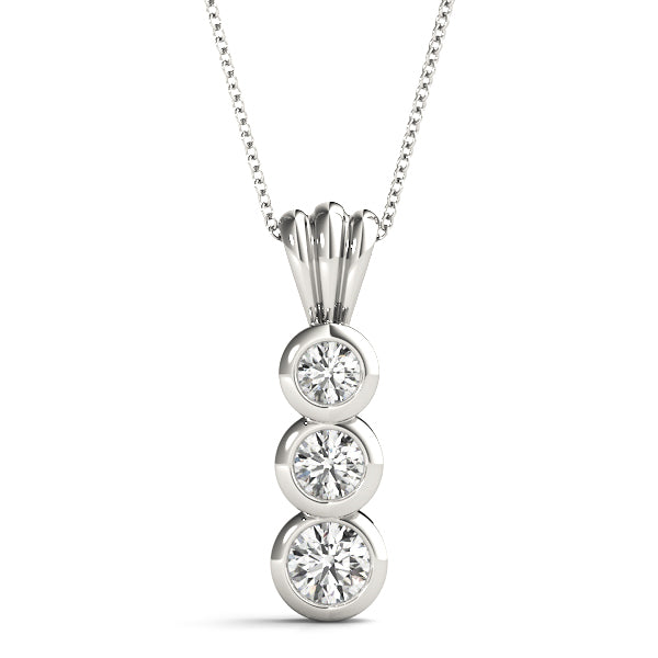 Lab Diamond 3 Stone 14K Gold Pendant