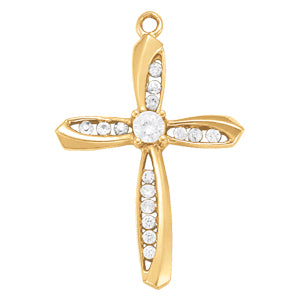 14K White Gold Diamond Religious Cross Pendant