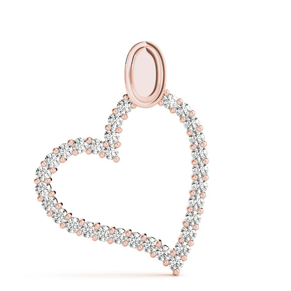 14K Rose Gold Multi-Diamond Heart Pendant