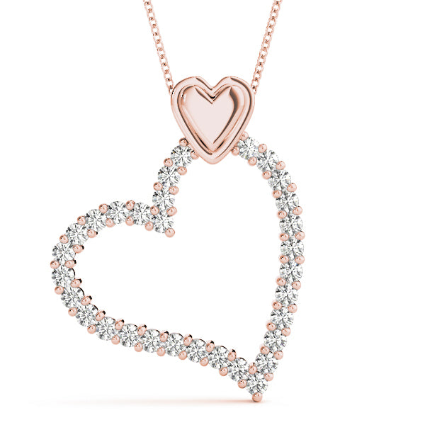 14K Rose Gold Multi-Diamond Heart Pendant