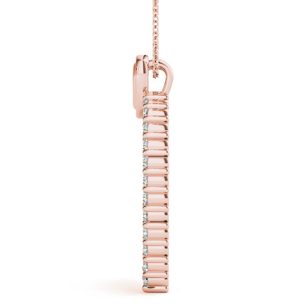 14K Rose Gold Multi-Diamond Heart Pendant