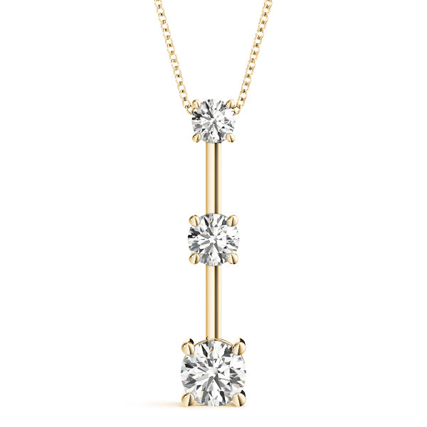 18K Yellow Gold Lab Diamond 3-Stone Pendant