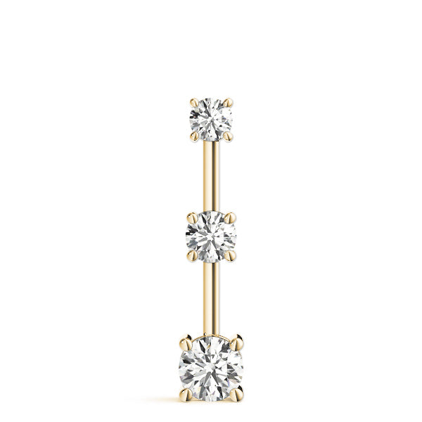 14K Yellow Gold 1 CT Diamond Three Stone Pendant