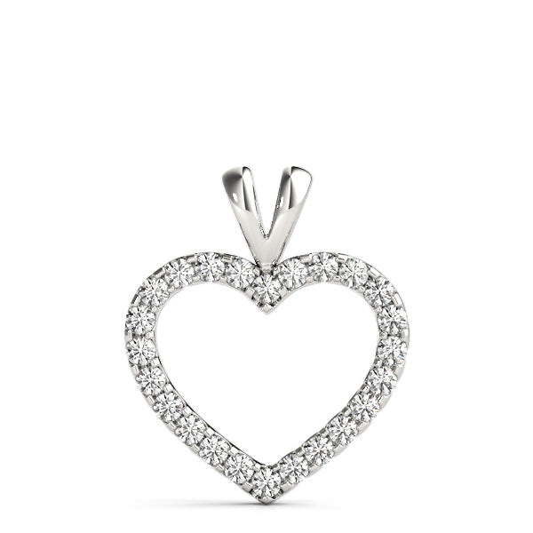 White Platinum Multi-Diamond Heart Pendant