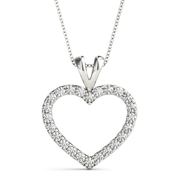 White Platinum Multi-Diamond Heart Pendant
