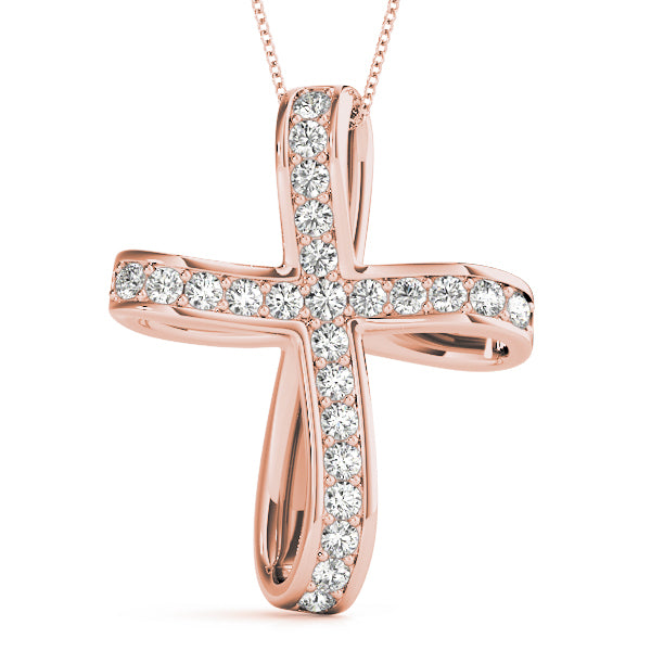 Rose Gold Diamond Cross Pendant | Religious Jewelry