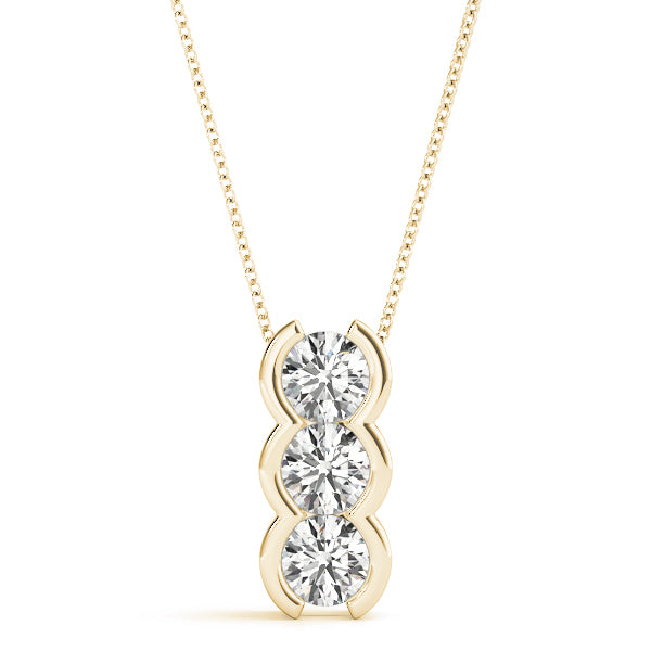 14K Yellow Gold Lab Diamond 3-Stone Pendant
