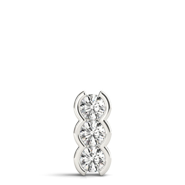 18K White Gold 1 CT Three Stone Diamond Pendant