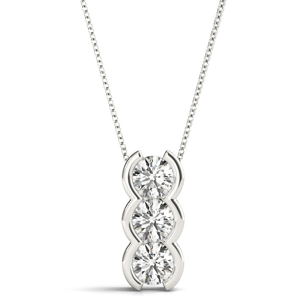 Lab Diamond 3 Stone White Gold Pendant