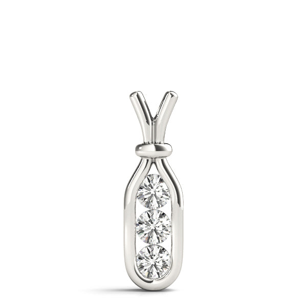 14K White Gold 3-Stone Diamond Pendant