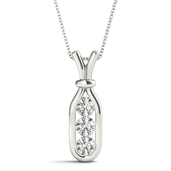 White Platinum 3-Stone Lab Diamond Pendant