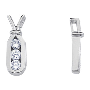 18K White Gold Three-Stone Diamond Pendant