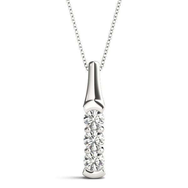 14K White Gold Diamond 3-Stone Pendant