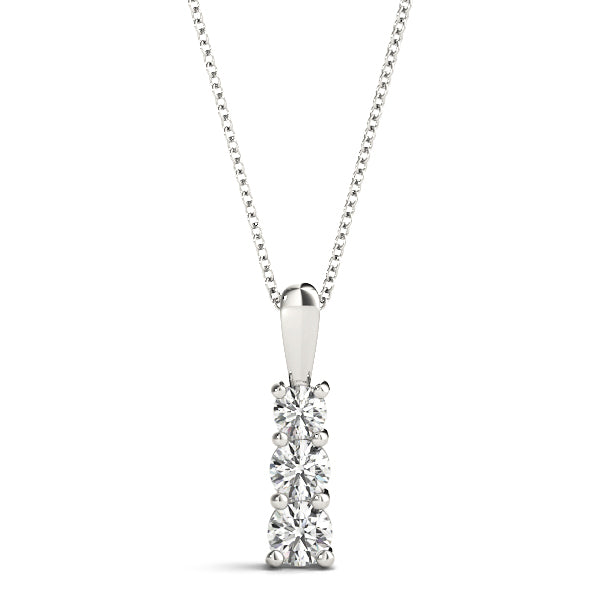 3-Stone White Platinum Diamond Pendant