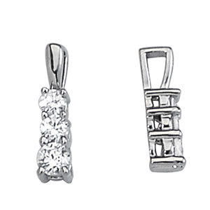Platinum 1/3 CT Round Diamond Three Stone Pendant