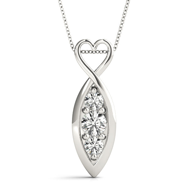 White Gold 3-Stone Lab Diamond Pendant