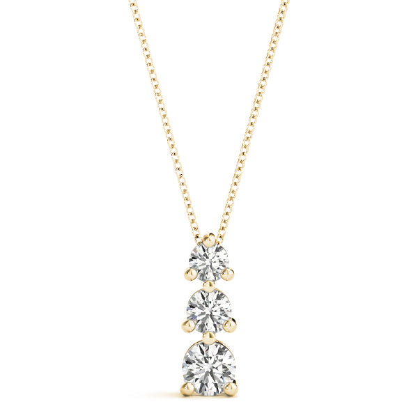 14K Yellow Gold Lab Diamond 3-Stone Pendant