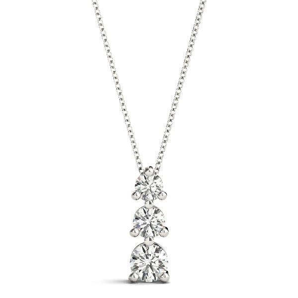 14K White Gold Lab Diamond 3-Stone Pendant