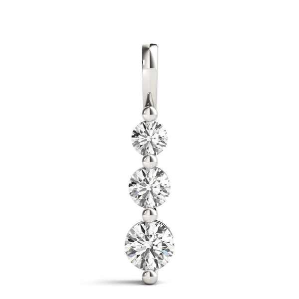 White Gold 3-Stone Lab Diamond Pendant 1.0 CTW