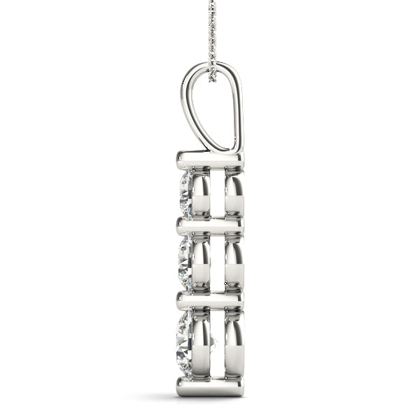 Lab Diamond 3 Stone 14K Gold Pendant
