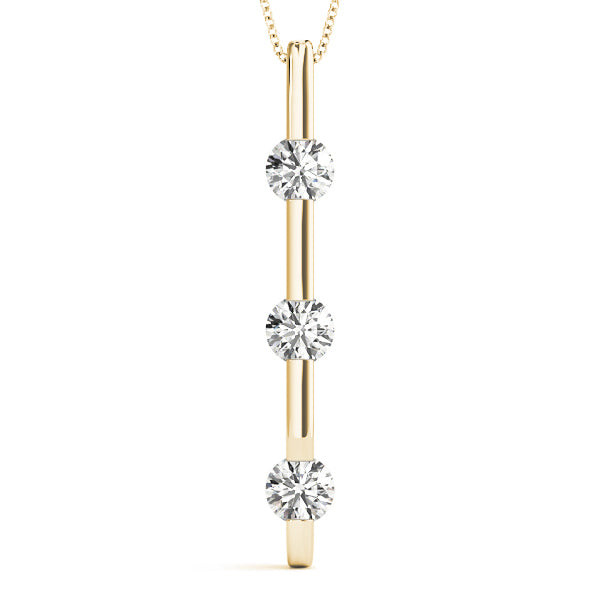 14K Yellow Gold Lab Diamond 3-Stone Pendant
