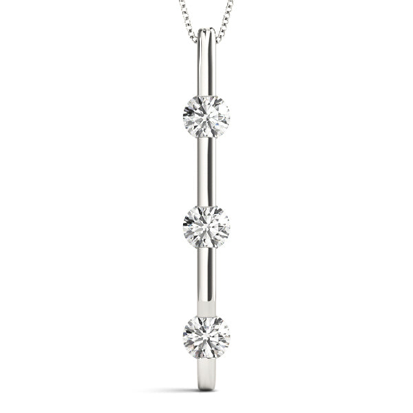 14K White Gold 3-Stone Diamond Pendant