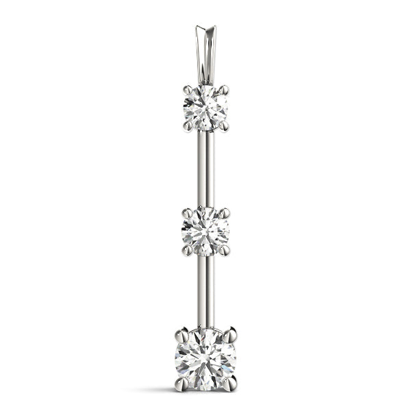 White Platinum 3-Stone Lab Diamond Pendant 0.45ctw