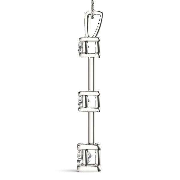 18K White Gold Round Diamond 3-Stone Pendant