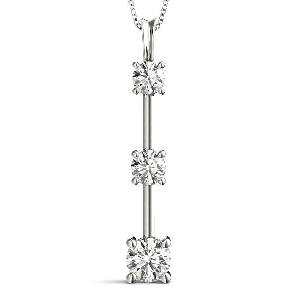 Lab Diamond 3-Stone 14K Gold Pendant