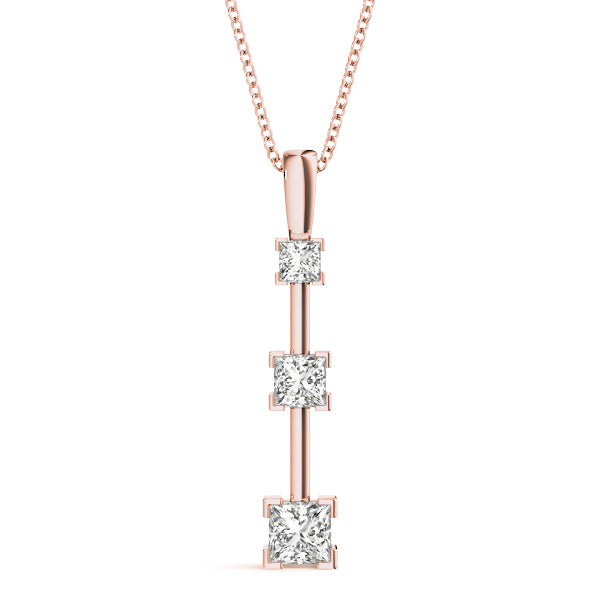 Rose Gold Lab Diamond 3-Stone Pendant