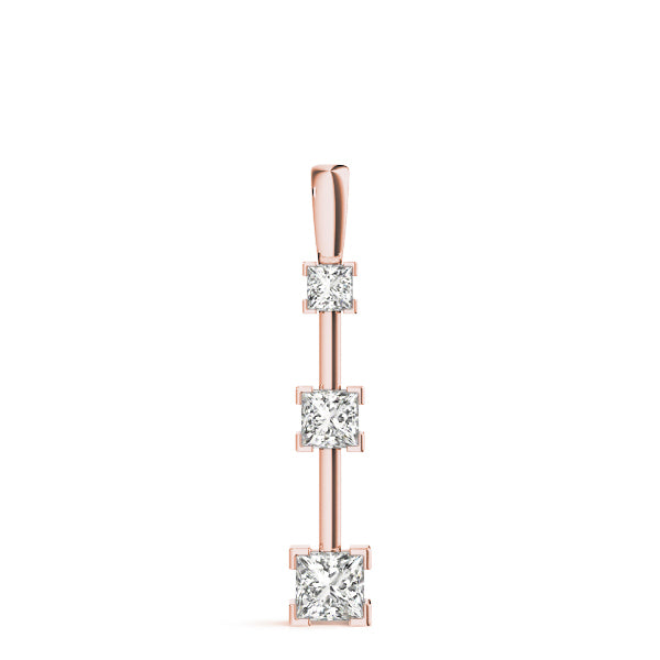 Rose Gold Lab Diamond 3-Stone Square Pendant