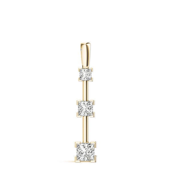 3-Stone Square Diamond Pendant in 18K Yellow Gold
