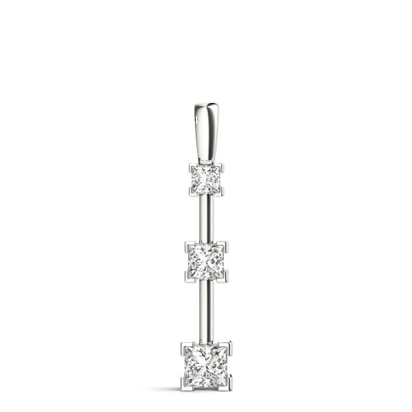 14K Lab Diamond 3 Stone Square Pendant