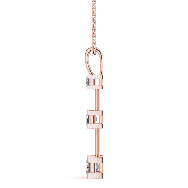 Rose Gold Lab Diamond 3-Stone Square Pendant