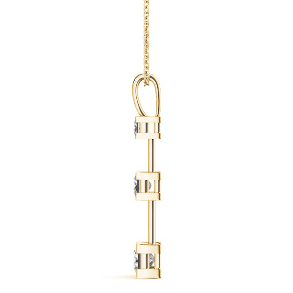 14K Yellow Gold Square Diamond 3-Stone Pendant