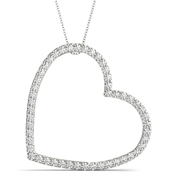 Platinum White Gold Diamond Heart Pendant