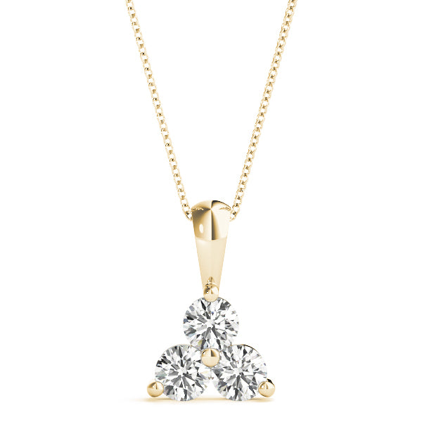 18K Yellow Gold Round Diamond 3-Stone Pendant