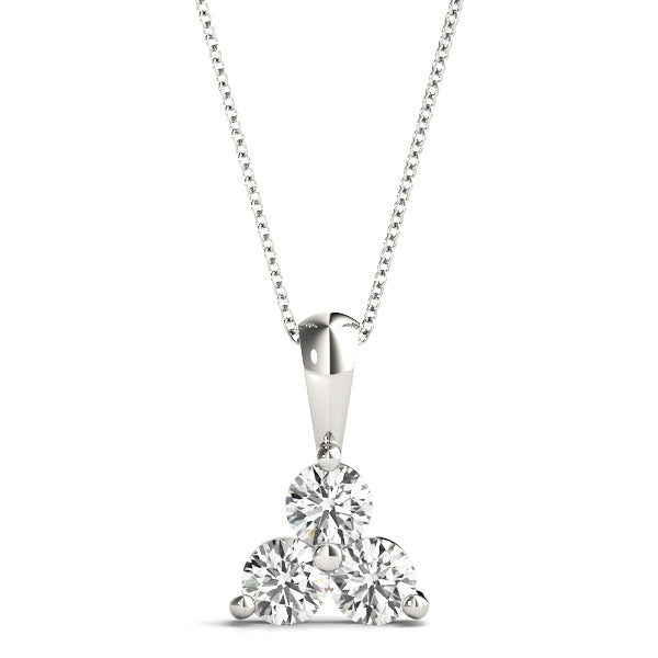 White Gold 3-Stone Lab Diamond Pendant