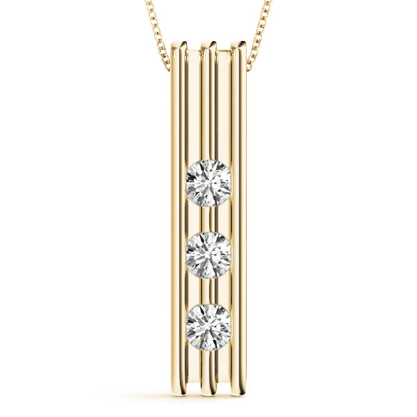 14K Yellow Gold Lab Diamond 3-Stone Pendant