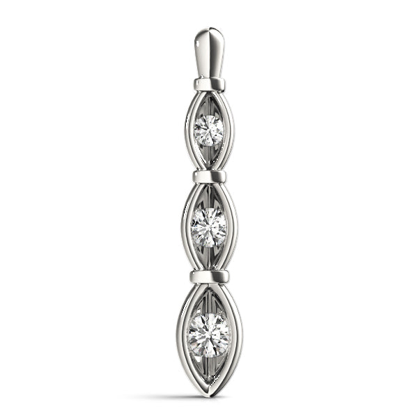 3-Stone Lab Diamond Pendant in 18K White Gold